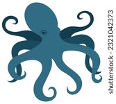 Blue Octopus Vector cartoony illustration 