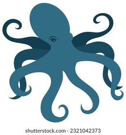 Blue Octopus Vector cartoony illustration 