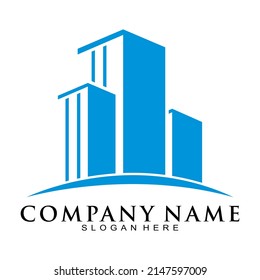 Blue office building vector logo
