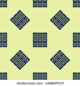 Blue Office folders with papers and documents icon isolated seamless pattern on white background. Office binders. Archives folder sign.  Vector Illustration
