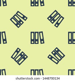 Blue Office folders with papers and documents icon isolated seamless pattern on white background. Office binders. Archives folder sign.  Vector Illustration