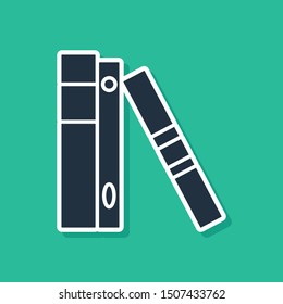 Blue Office folders with papers and documents icon isolated on green background. Office binders. Archives folder sign.  Vector Illustration