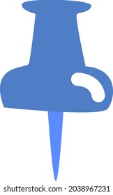 Blue office pin, illustration, vector, on a white background.
