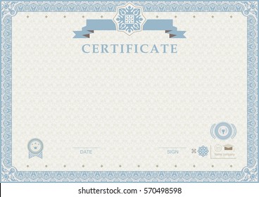 Blue official certificate. EPS 8