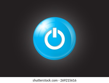 Blue off/on Button - vector