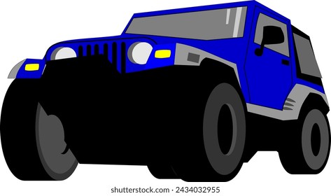 Blue off-roader isolated on white background