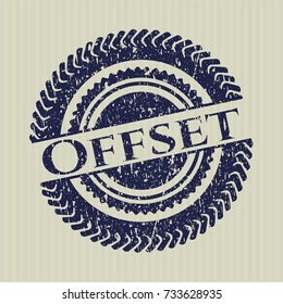 Blue Offset distressed rubber grunge seal