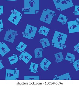 Blue OGG file document. Download ogg button icon isolated seamless pattern on blue background. OGG file symbol.  Vector Illustration