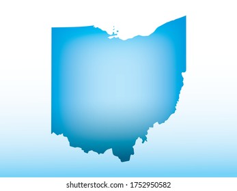 Blue Ohio map ice with dark and light effect vector on light background illustration