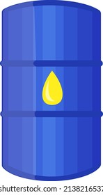 Blue oil barrel, illustration, vector on a white background.