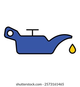 Blue Oil Can With Drop Flat Icon Isolated On White Background