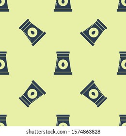 Blue Oil and gas industrial factory building icon isolated seamless pattern on yellow background.  Vector Illustration