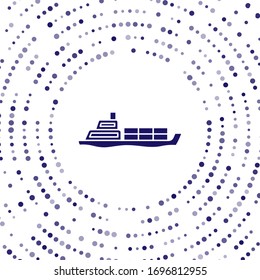 Blue Oil tanker ship icon isolated on white background. Abstract circle random dots. Vector Illustration