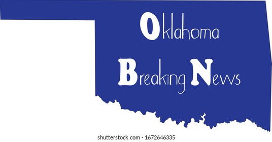 Blue Oklahoma Map con las palabras Oklahoma Breaking News