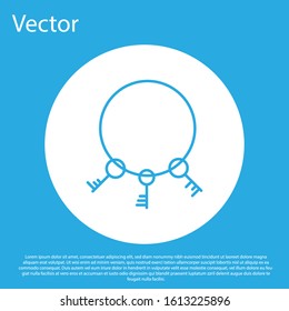 Blue Old keys icon isolated on blue background. White circle button. Vector Illustration