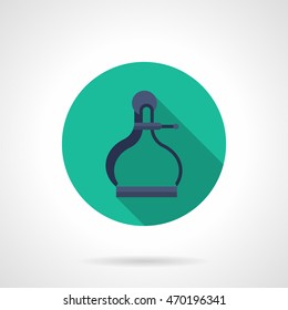Blue old style caliper with long shadow. Measuring tools and instruments, engineering equipment for accurate measurements. Metrology symbol. Round flat color vector icon