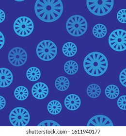 Blue Old wooden wheel icon isolated seamless pattern on blue background.  Vector Illustration