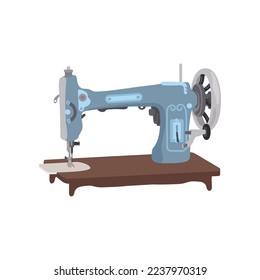 Blaue, altmodische Retro-Nähmaschine, Vektorgrafik