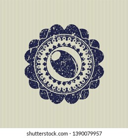 Blue olive icon inside distress rubber texture
