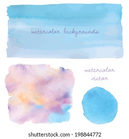 Blue Ombre Watercolor Background Vector With Painted Circle