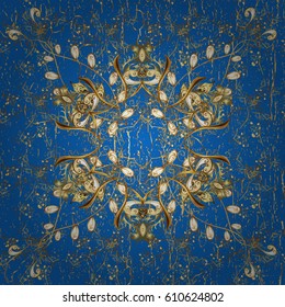 Blue on background. Oriental classic golden pattern. Vector abstract background with repeating elements.