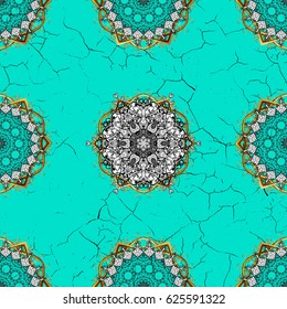 Blue on background. Oriental classic golden pattern. Vector abstract background with repeating elements.