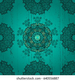 Blue on background. Oriental classic dark pattern. Vector abstract background with repeating elements.