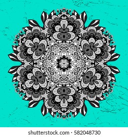 Blue on background. Oriental ornament in the style of baroque. Vector traditional classic golden pattern.