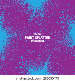 Blue on purple vector splatter background