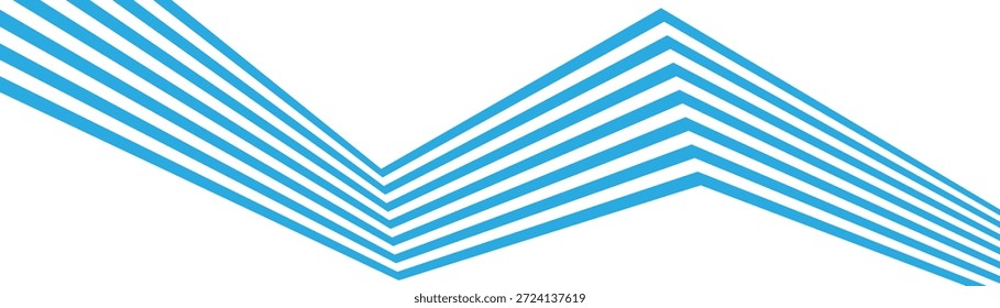 Banner de ziguezague de linha diagonal abstrato azul sobre branco com efeito dimensional 3d