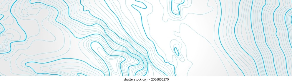 The Blue On White Contours Vector Topography Stylized Height Of The Lines. The Concept Of A Conditional Geography Scheme And The Terrain Path. Ultra Wide Size. Map On Land Vector Terrain Illustration