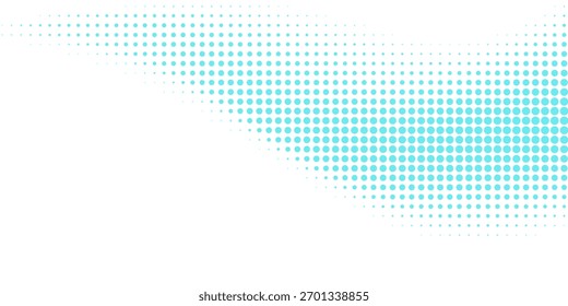 Azul sobre semitono punteado blanco. Fondo de Vector de medio tono. Gradiente punteado diagonal áspero. Textura futurista