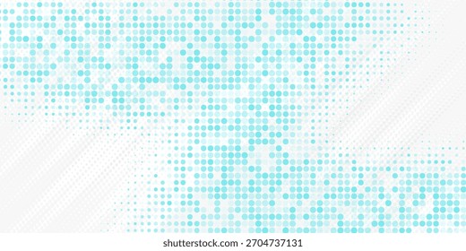 Azul sobre semitono punteado blanco. Fondo de Vector de medio tono. Gradiente punteado diagonal áspero. Textura futurista