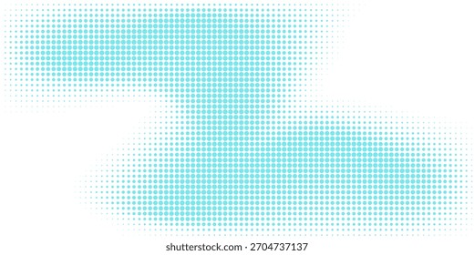 Azul sobre semitono punteado blanco. Fondo de Vector de medio tono. Gradiente punteado diagonal áspero. Textura futurista