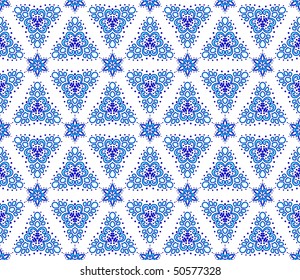 Blue on white seamless arabesque (Eps10); JPG version also available