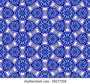 Blue on white seamless arabesque (Eps10); JPG version also available