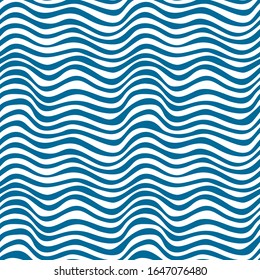 Fondo ondulado a rayas sin fisuras. Azul sobre blanco. Diseño de superficie abstracta simple vectorial para web o impresión.