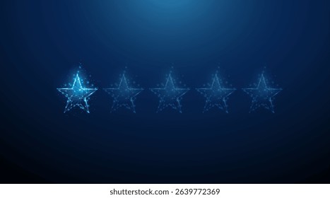 Blue one star rating. Customer feedback, digital review, user satisfaction concept. Low poly style. Near-perfect rating, performance evaluation, audience response. Vector.