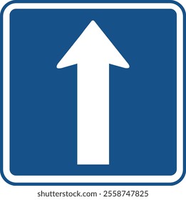 Blue One-Way Traffic Direction Sign with Upward Arrow