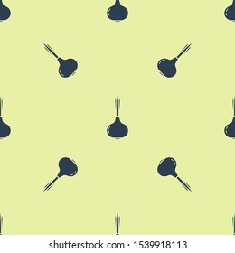 Blue Onion icon isolated seamless pattern on yellow background.  Vector Illustration