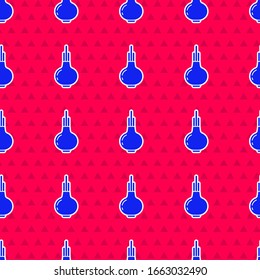 Icono de la cebolla azul aislado sin fisuras en el fondo rojo. Ilustración vectorial