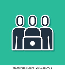 Icono de clase Blue Online aislado en fondo verde. Concepto de educación en línea.  Ilustración vectorial