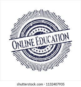Blue Online Education distress rubber stamp with grunge texture