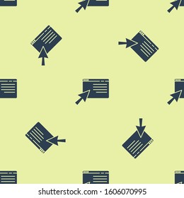 Blue Online shopping on screen icon isolated seamless pattern on yellow background. Concept e-commerce, e-business, online business marketing.  Vector Illustration