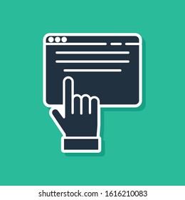 Blue Online shopping on screen icon isolated on green background. Concept e-commerce, e-business, online business marketing.  Vector Illustration