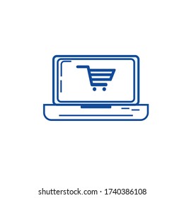 icono del vector de compras en línea azul