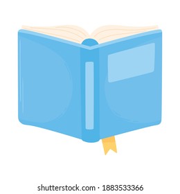 blue open book bookmark academic icon white background vector illustration