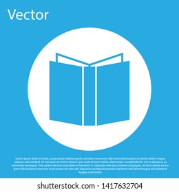Blue Open book icon isolated on blue background. White circle button. Vector Illustration