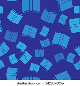 Blue Open book icon isolated seamless pattern on blue background.  Vector Illustration