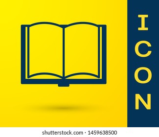 Blue Open book icon isolated on yellow background.  Vector Illustration